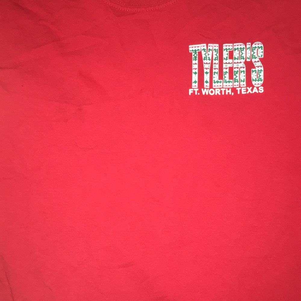 Tyler’s red Christmas shirt
